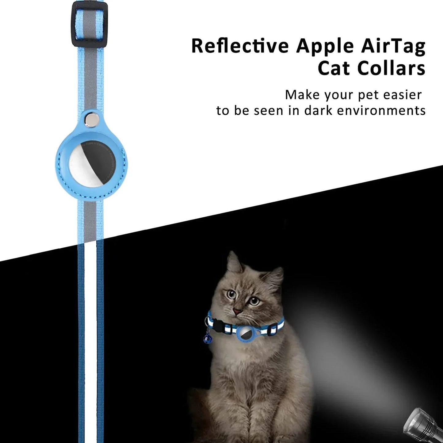 Collier anti-perte réfléchissant pour Apple Airtag avec clochette