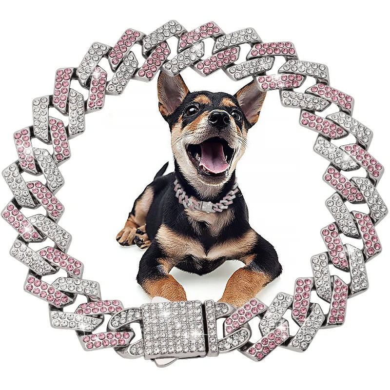 Collier cubain de luxe en diamant pour chiens et chats