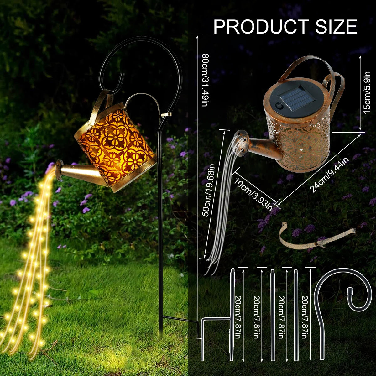 Arrosoir solaire – Éclairage de jardin magique avec 36 LED