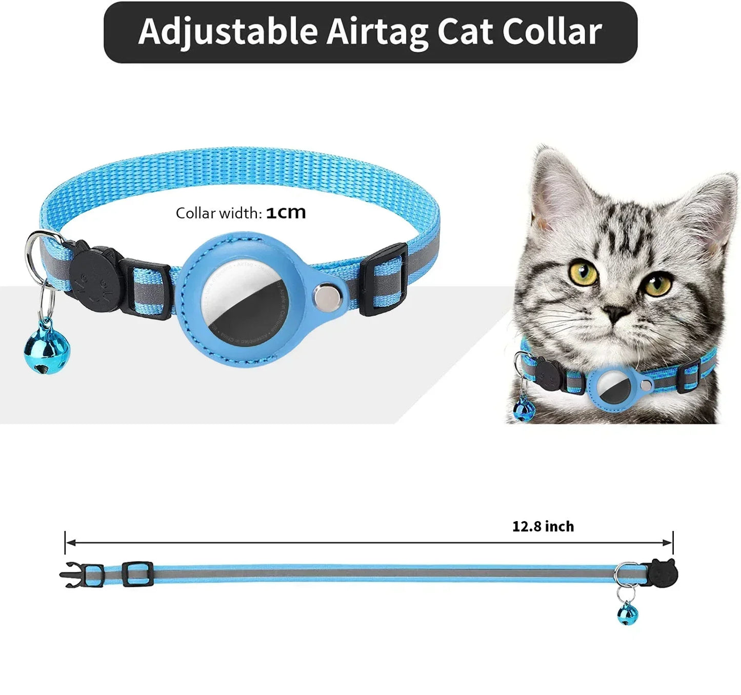 Collier anti-perte réfléchissant pour Apple Airtag avec clochette