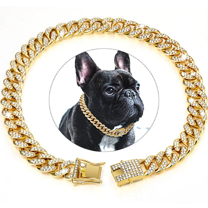 Collier cubain de luxe en diamant pour chiens et chats