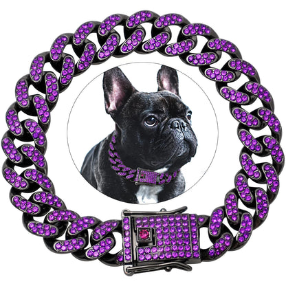 Collier cubain de luxe en diamant pour chiens et chats