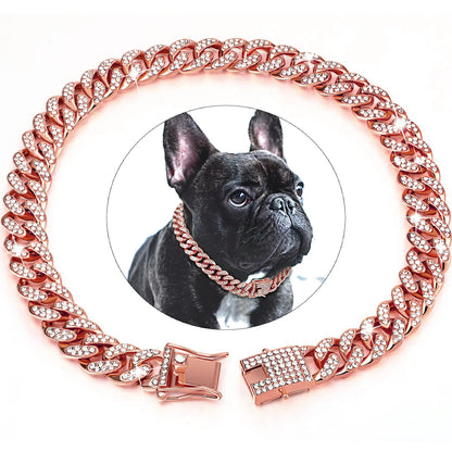 Collier cubain de luxe en diamant pour chiens et chats