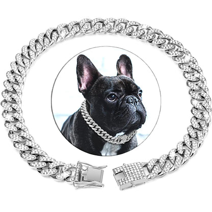 Collier cubain de luxe en diamant pour chiens et chats